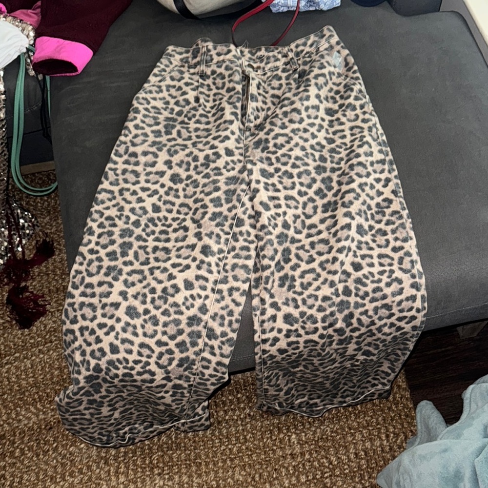 Anthropologie Leopard Print Jeans - Black and Tan